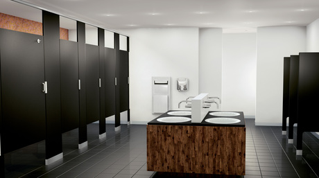 Black and White Restroom Layout