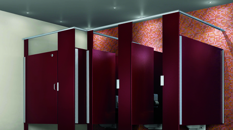 Burgundy Hiny Hiders Restroom Partitions