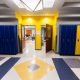 Bold Yellow and Blue School Hallway