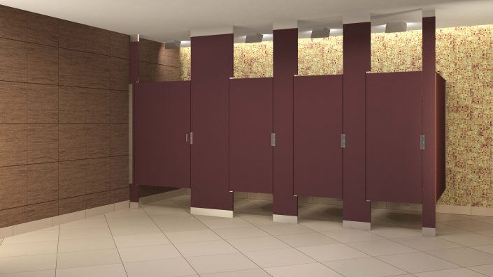 Floor to Ceiling Burgundy Hiny Hiders Partitions