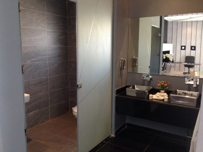 Metallic Restroom Design