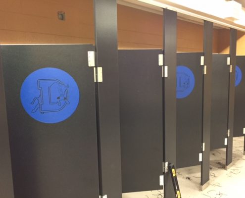 Hiny Hiders Partitions® Color: Black Engraving: Custom Color, Blue/Black/Blue
