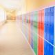 Metal Lockers in a School Hallway