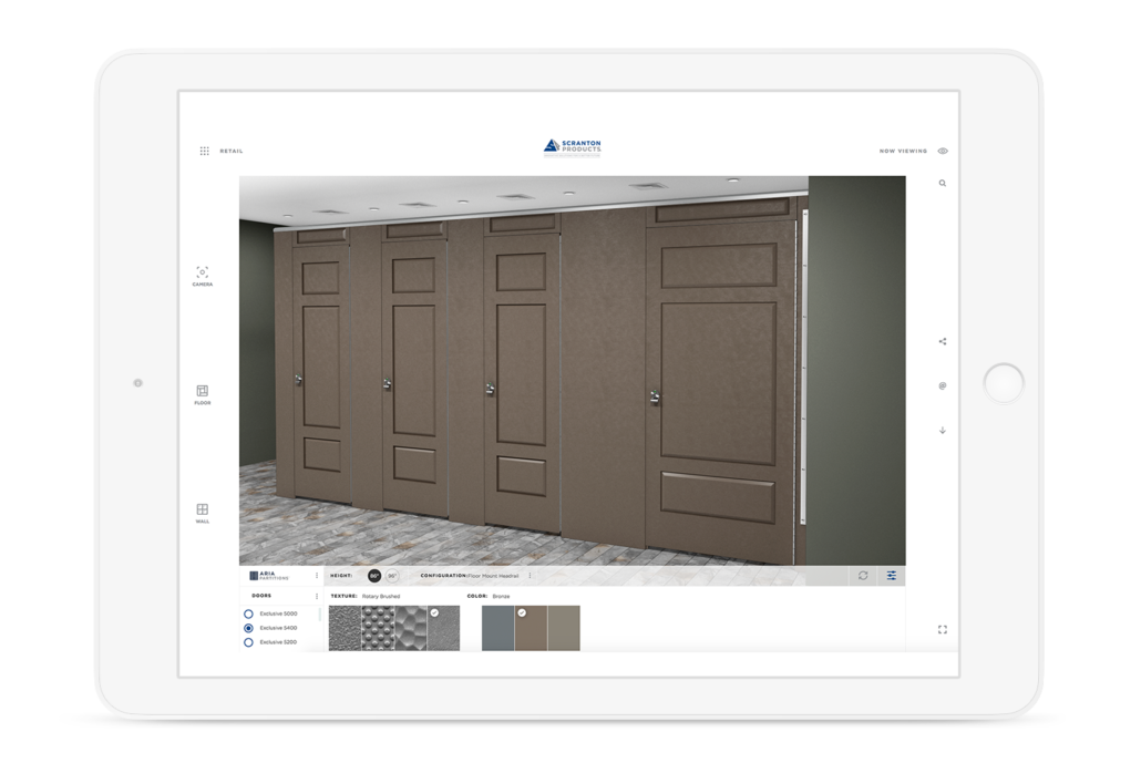 Scranton Products 3D Partition Visualizer Tool on a White iPad