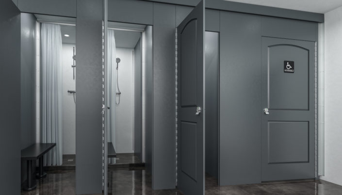 Aria Partitions Commercial Shower Stalls
