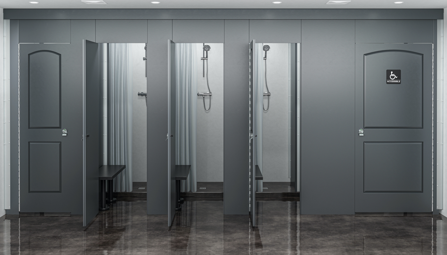 Aria Partitions Commercial Shower Stalls