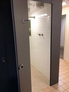 Aria Partition for gender-neutral restroom